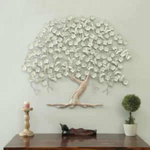 Iron Decorative Tree Wall Art In Grey