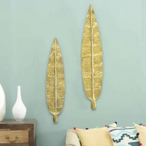 Iron Ham Leaf Wall Art In Gold