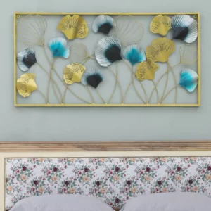 Iron Leaf Flower Frame Metal Wall Art With Led