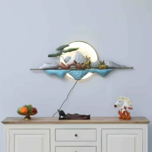 Iron Wall Art Moon Tree Decor With Led