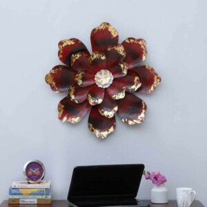 Iron Red Flower Metal Wall Art