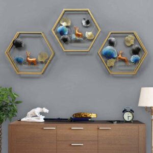 Iron Three Deer Panel Set Metal Wall Art