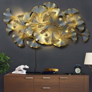 Iron White Iron Jingo Leaf Metal Wall Art