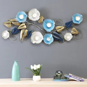 Iron Leaf Wall Art In Blue