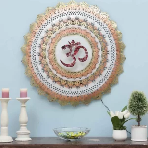 Iron Om Wall Art With LED In Gold