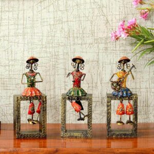 Multicolour Iron Decorative Musician Showpiece Set of 3